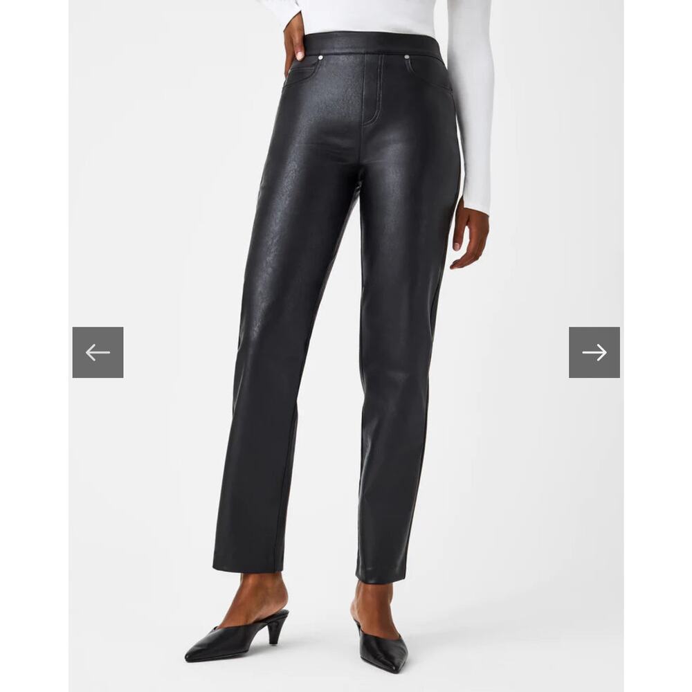 NWOT Spanx Leather Like Straight‎ Leg Pant in Luxe Black Size 2X